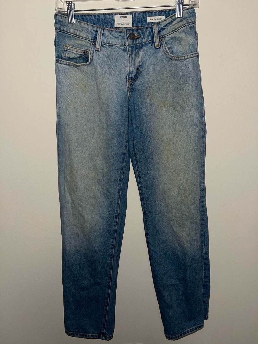 Cotton On Low Rise Straight Jeans Size 24 Blue Rigid Denim